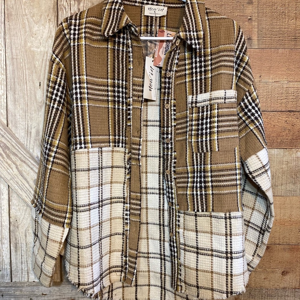 Brown and Cream Plaid Shacket